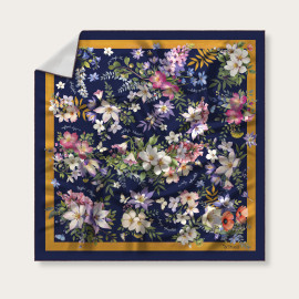 Silk Scarf - Georgian Flora - Blue