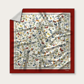 Scarf - Butterflies -  Red - 70x70cm