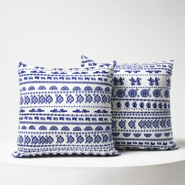 Pillow Case - Blue Tablecloth - White - BlueTabla, Pillow: Without pillow