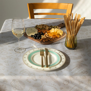 Tablecloth - Qimerioni - Beige, ზომა: 140 x 140 სმ, Material: Polyester