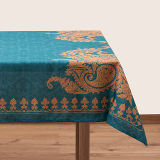 სუფრა - ბაგრატიონი - ფირუზისფერი, ზომა: 140 x 140 სმ, აირჩიეთ მასალა: პოლიესტერი