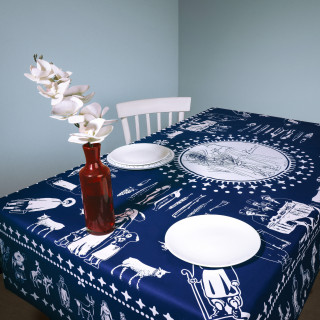 Tablecloth - Pirosmani - Blue - Polyester, ზომა: 140 x 140 სმ, Material: Polyester