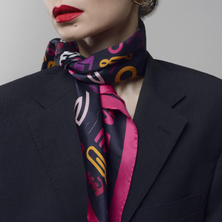 Silk Scarf - Gan, Scarf size: 89 x 89 cm