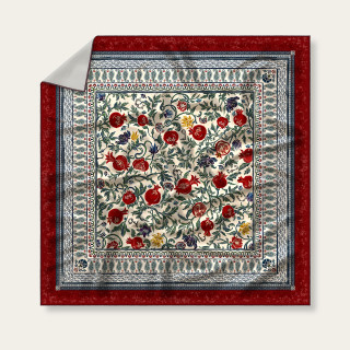 Silk Scarf - Pomegranate - White
