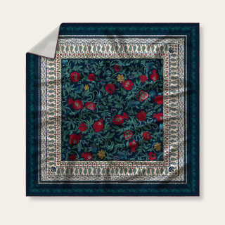 Silk Scarf - Pomegranate - Blue