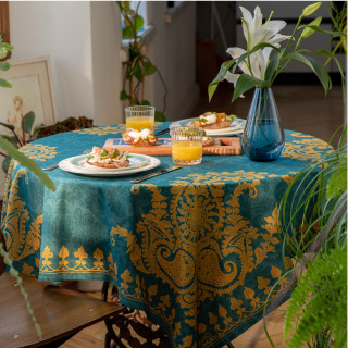 სუფრა - ბაგრატიონი - ფირუზისფერი, ზომა: 140 x 140 სმ, აირჩიეთ მასალა: პოლიესტერი