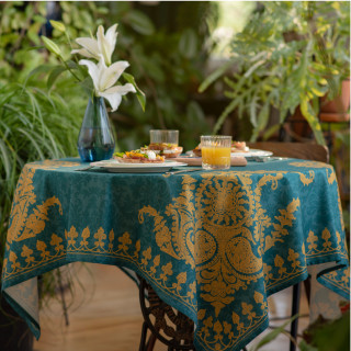 Tablecloth - Bagrationi - Turquoise - Polyester, ზომა: 140 x 140 სმ, Material: Polyester