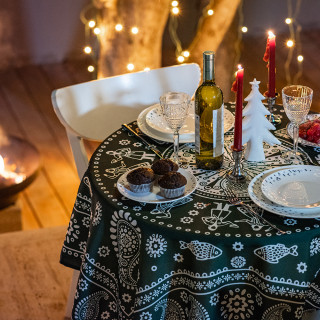 Tablecloth - Kala - Green, ზომა: 210 x 140 სმ, Material: Polyester