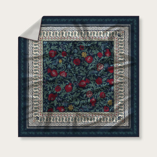 Silk Scarf - Pomegranate - Blue