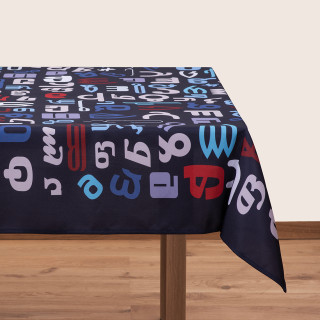 სუფრა - დედა ენა, ზომა: 140 x 140 სმ, აირჩიეთ მასალა: პოლიესტერი