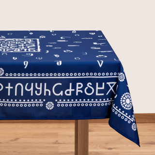 Tablecloth - Alphabet - Blue, Material: Polyester, Size: 140x140
