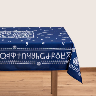 Tablecloth - Alphabet - Blue, ზომა: 140 x 140 სმ, Material: Polyester