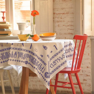 Tablecloth - Alphabet - White, ზომა: 140 x 140 სმ, Material: Polyester