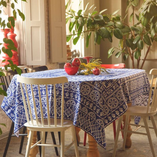 Tablecloth - Akhvlediani - Blue, ზომა: 140 x 140 სმ, Material: Polyester