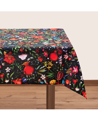 Tablecloth - Pomegranates Garden - Black, Material: Polyester, Size: 140x140