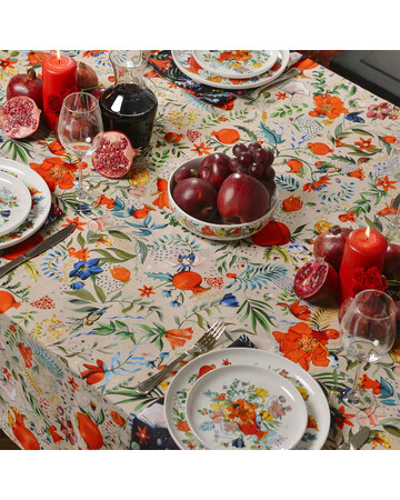 Tablecloth - Pomegranates garden - White, Material: Polyester, Size: Round - 170 სმ , 4 image