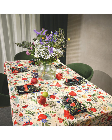 Tablecloth - Pomegranates garden - White, Material: Polyester, Size: Round - 170 სმ , 8 image