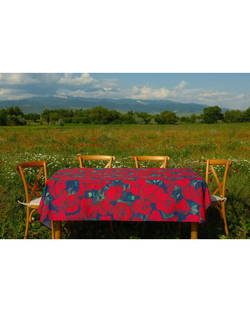 Tablecloth - Poppy - Black, Material: Polyester, Size: 140x140, 4 image