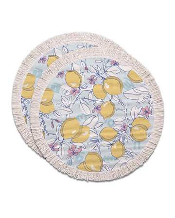 Placemats - Lemon Blue - Round 2 Pc