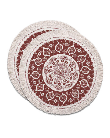 Placemats - Tabori Red - Round 2 Pc
