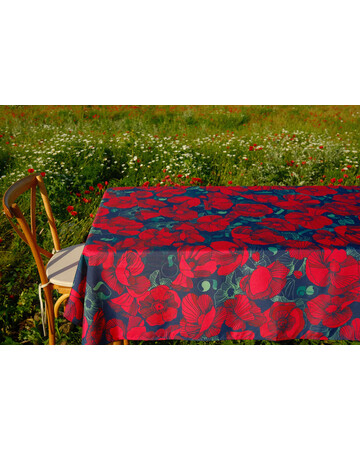Tablecloth - Poppy - Black, Material: Polyester, Size: 140x140, 5 image