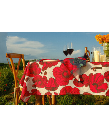 Tablecloth - Poppy - White, Material: Polyester, Size: 140x140, 4 image