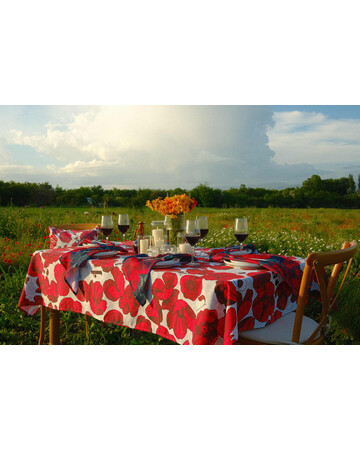 Tablecloth - Poppy - White, Material: Polyester, Size: 140x140, 5 image