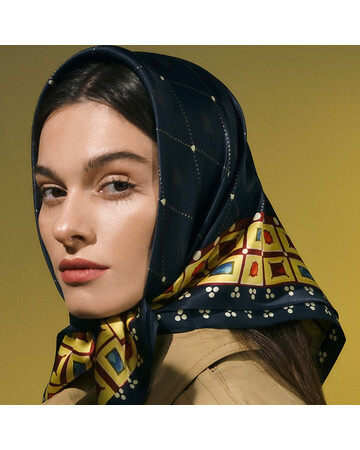 Silk Scarf - Tamar - BlueTabla, Scarf size: 65 x 65 cm, 2 image
