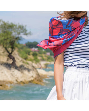 Scarf - Poppy - Blue, 5 image