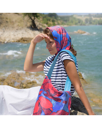 Scarf - Poppy - Blue, 3 image
