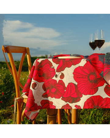 Tablecloth - Poppy - White, Material: Polyester, Size: 140x140, 2 image