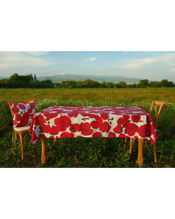 Tablecloth - Poppy - White, Material: Polyester, Size: 140x140, 3 image