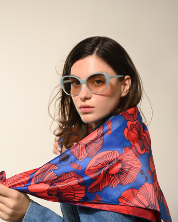 Scarf - Poppy - Blue, 6 image