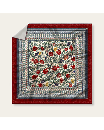 Scarf - Pomegranate, Color : White