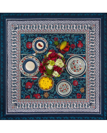 Tablecloth - Pomegranates - Blue, Size: 210x140, Material: Polyester , 2 image