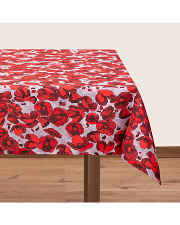 Tablecloth - Poppy - White, Material: Polyester, Size: 140x140