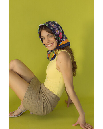 Scarf - Georgian Flora - Blue, 3 image