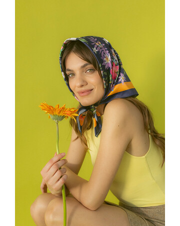 Scarf - Georgian Flora - Blue, 4 image