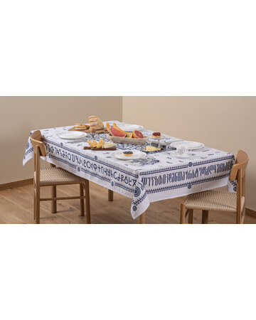 Tablecloth - Alphabet - White, Material: Cotton, Size: 210x140, 3 image