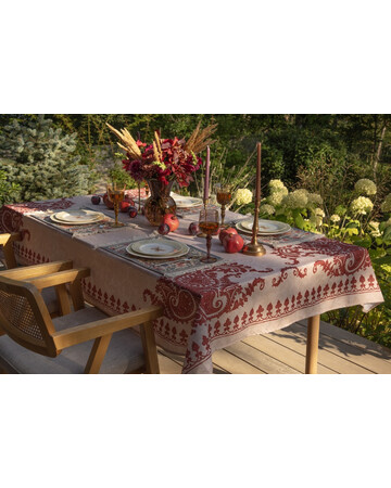 Tablecloth - Bagrationi - Beige/Red, Material: Polyester, Size: 140x140, 3 image