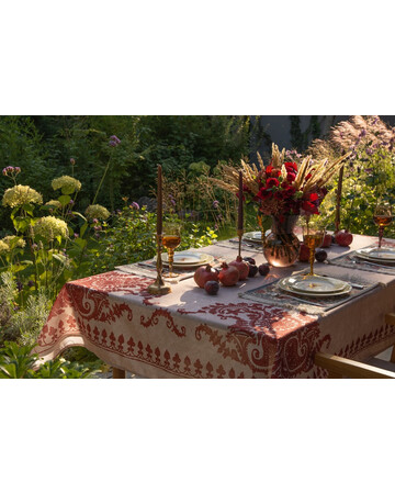 Tablecloth - Bagrationi - Beige/Red, Material: Polyester, Size: 140x140, 2 image