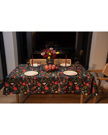 Tablecloth - Pomegranates Garden - Black, Material: Polyester, Size: Round - 170 სმ , 3 image