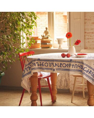 Tablecloth - Alphabet - White, Material: Cotton, Size: 210x140, 5 image