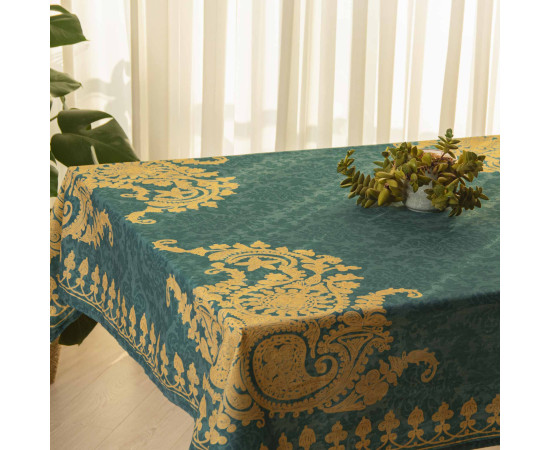 Tablecloth - Bagrationi - Turquoise - Polyester, Size: 210 x 140 cm, Material: Polyester