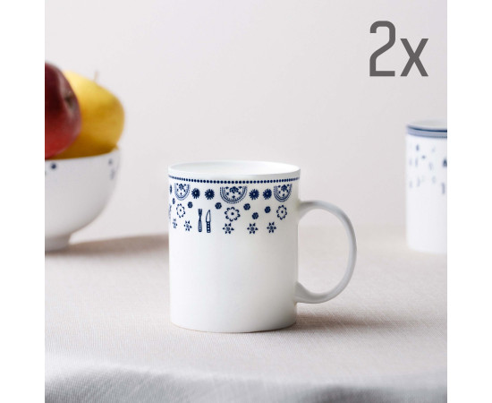 Mug (2 pcs) - Indigo - Porcelain - 10cm