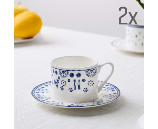 Cup (2 pcs) - Indigo - Porcelain - 7cm
