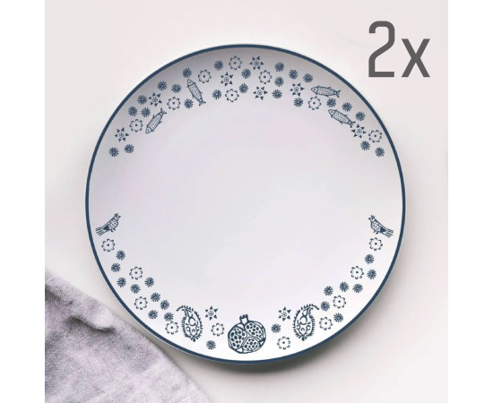 Plate (2 pcs) - Pomegranate - Blue Tablecloth - 20cm