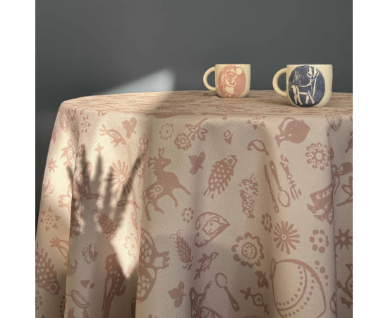 Tablecloth - Qimerioni - Pink, ზომა: 140 x 140 სმ, Material: Polyester