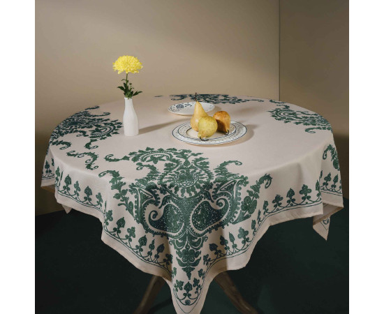 Tablecloth - Bagrationi - Beige/Turquoise - Polyester, ზომა: 140 x 140 სმ, Material: Polyester