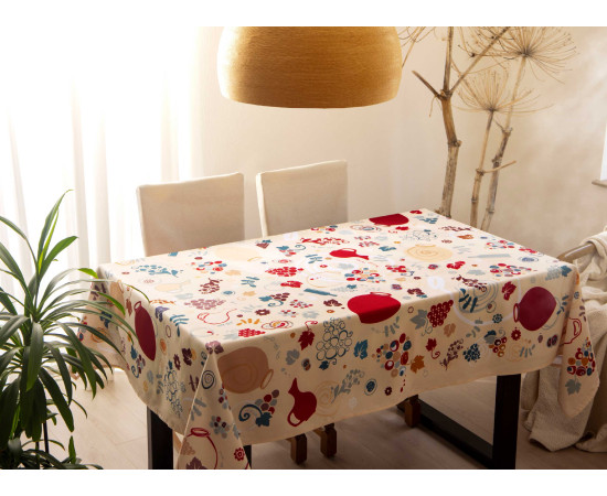 Tablecloth - Qvevrebi - White, ზომა: 140 x 140 სმ, Material: Polyester
